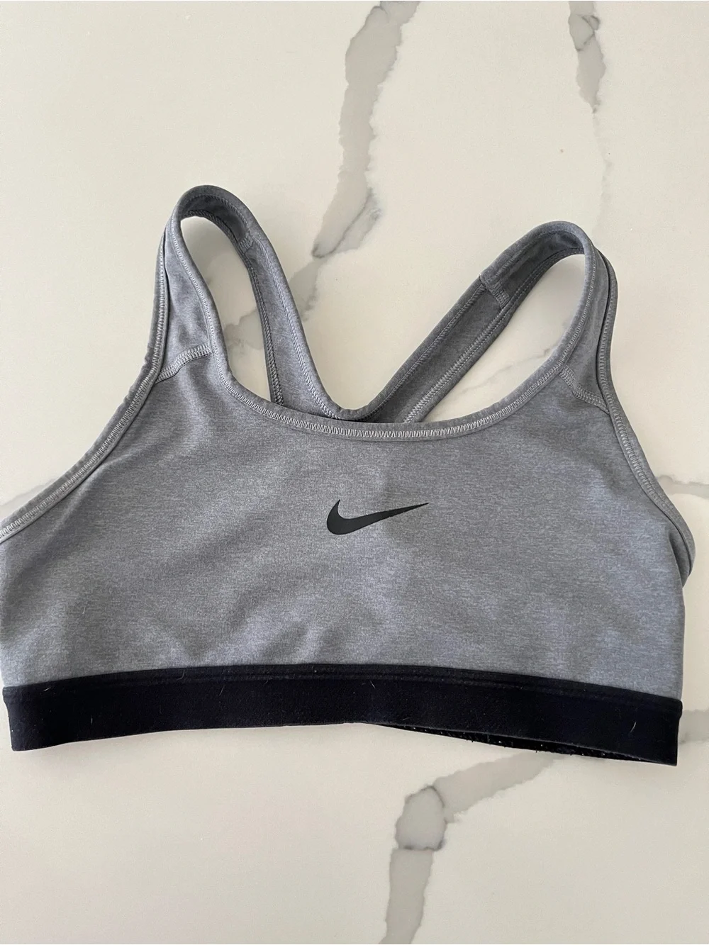 Nike Grey and Black Racerback Sports Bra youth small. Kids